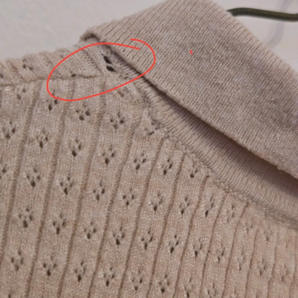 Zara Kids Beige Pointelle Knit‎ Polo Shirt Long Sleeve Tan Size 5 110cm